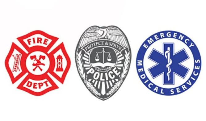 Graphic with fire, ems and police logos