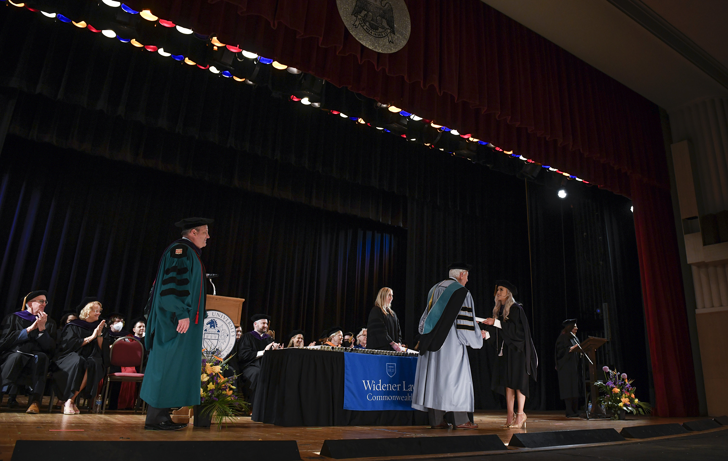 Image of stage at commencement ceremony 