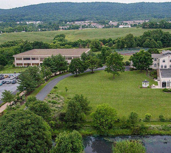 drone view of campus