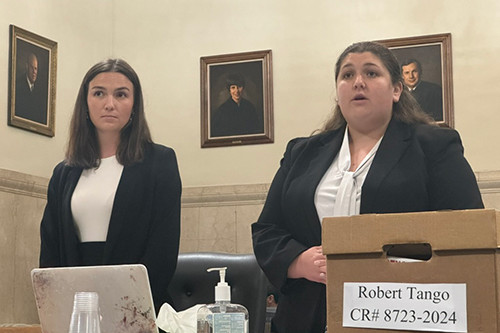 Rebecca Hitchiner from Widener University Delaware Law School and Jessica Poley from Widener University Commonwealth Law School presenting in their mock trial.