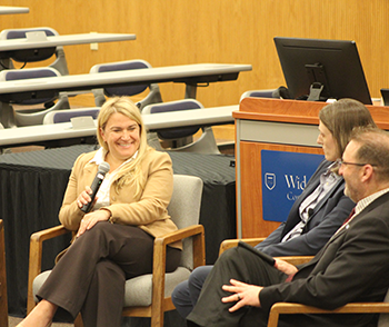 Image of panel speaking at the Inaugural Juliet Moringiello lecture. 