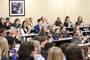 Crowd in the Wolfberg Courtroom attending the 2026 Law Review Spring Symposium.