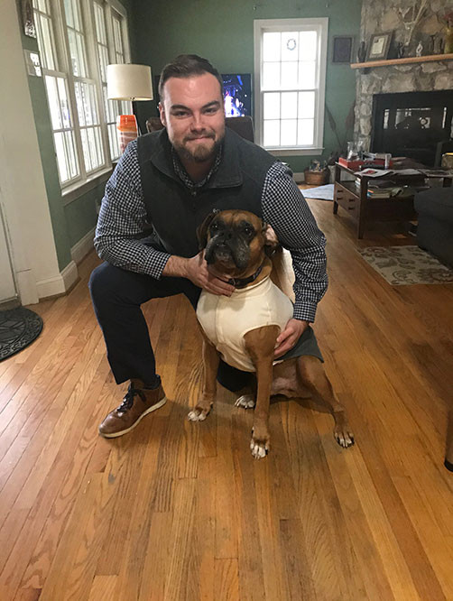 a photo of Matt and his dog