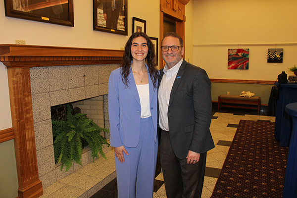 Image of Haley Nelson and Dean cummings in the Dean's Gallery.