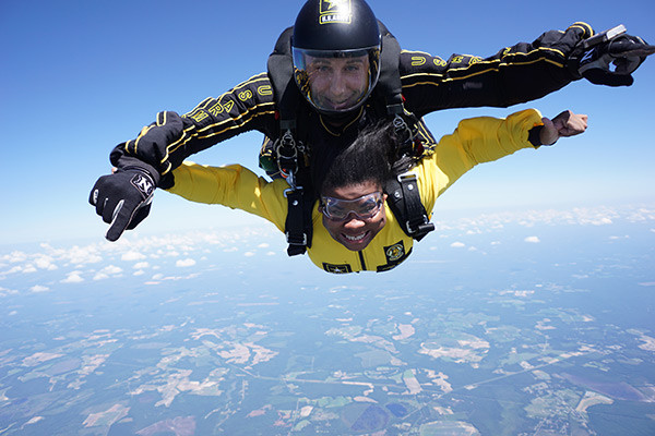 Photo of Waleisha skydiving