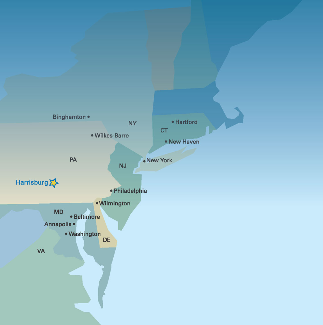 map of the Harrisburg and surrounding areas