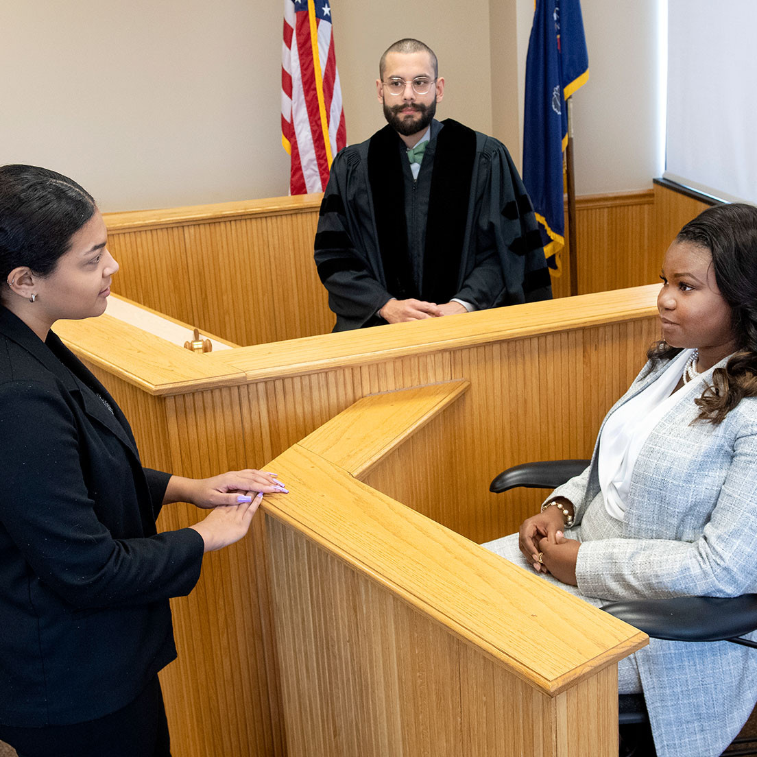 students in the mock courtroom
