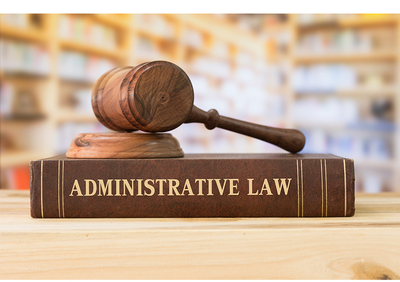 Gavel on top of Administrative Law textbook