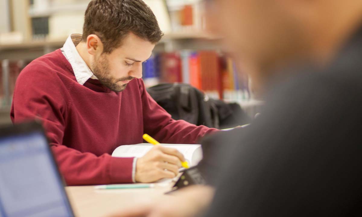 Male student studying