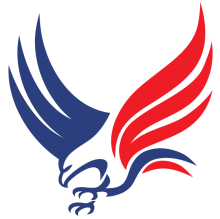 Red white and blue eagle graphic logo